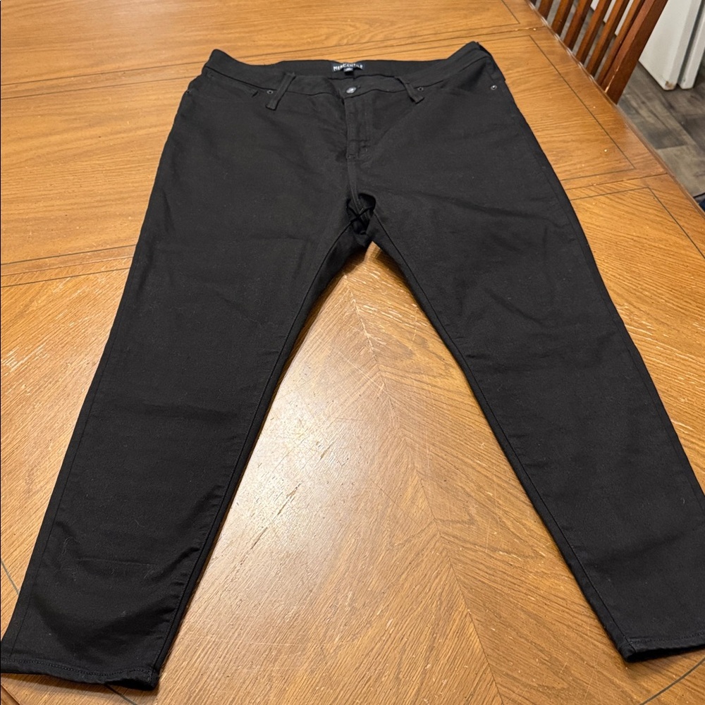 J Crew Mercantile Stretch Denim High Rise Jeans sz 35 (plus20) 28” inseam Black